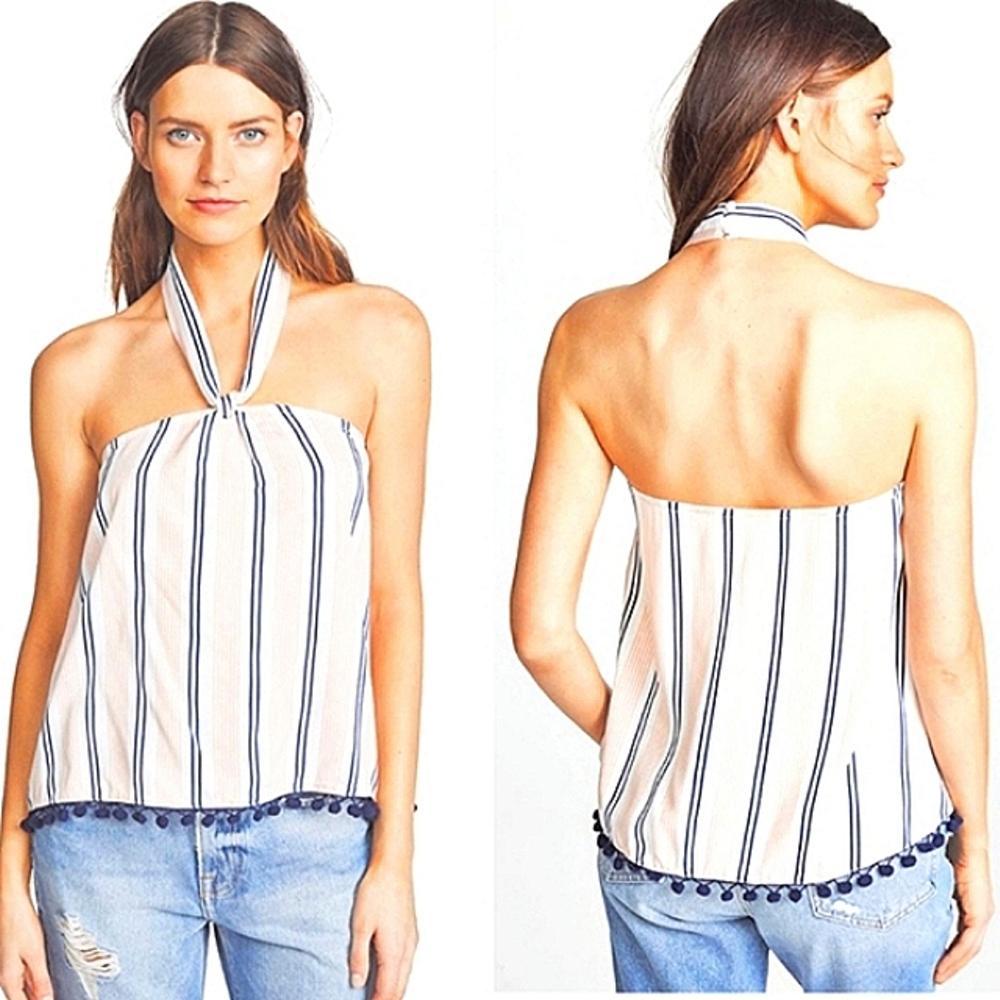 NEW BB Dakota Addelah Pom Pom Halter Top Women's Sz Large NWT Boho Festival